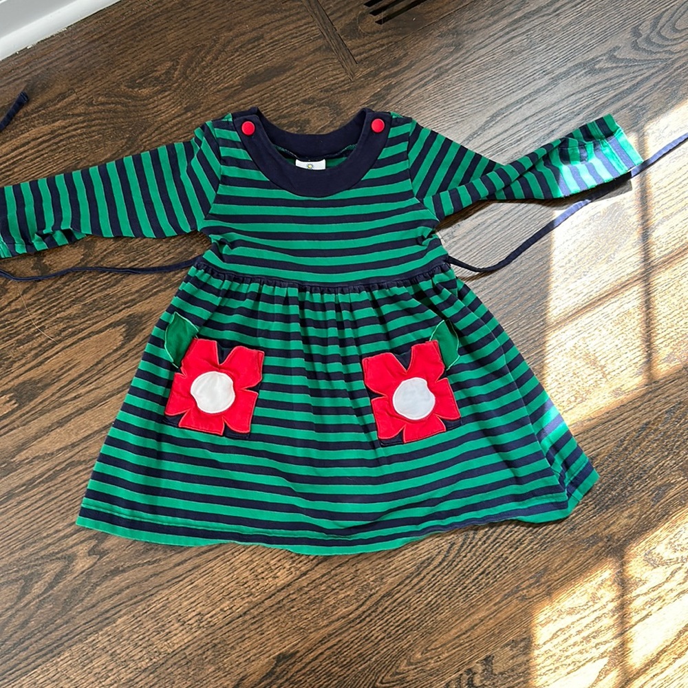 Florence Eiseman Navy/Green Striped Dress